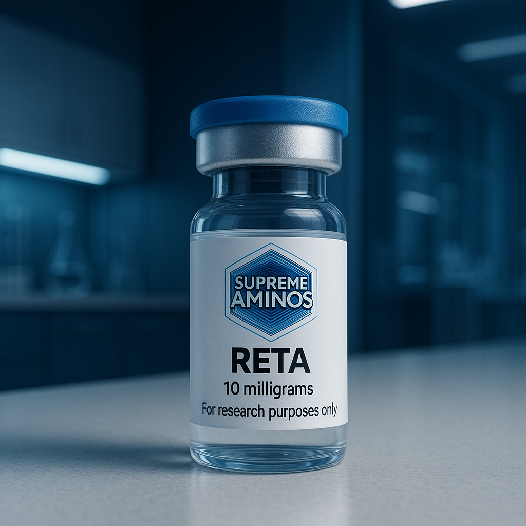 Supreme Aminos RETA research vial in laboratory